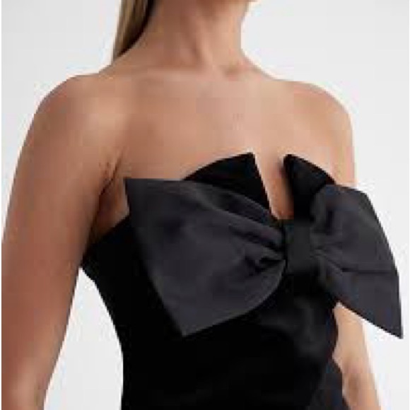 Express NYE Strapless Velvet Statement Bow Mini Dress XL - Picture 4 of 5